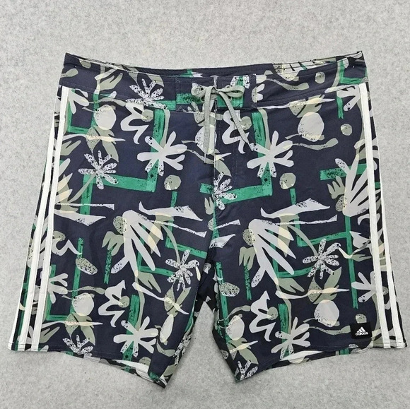 Adidas Floral Beach Tech Shorts Green‎ and Gray Men's Size 37 - Picture 1 of 8
